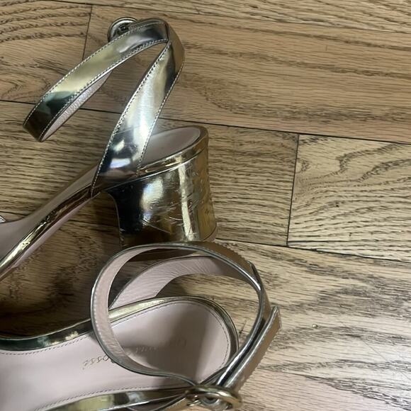 GIANVITO ROSSI MILANO GOLD METTALIC LEATHER SANDALS SIZE 39 - Picture 6 of 9
